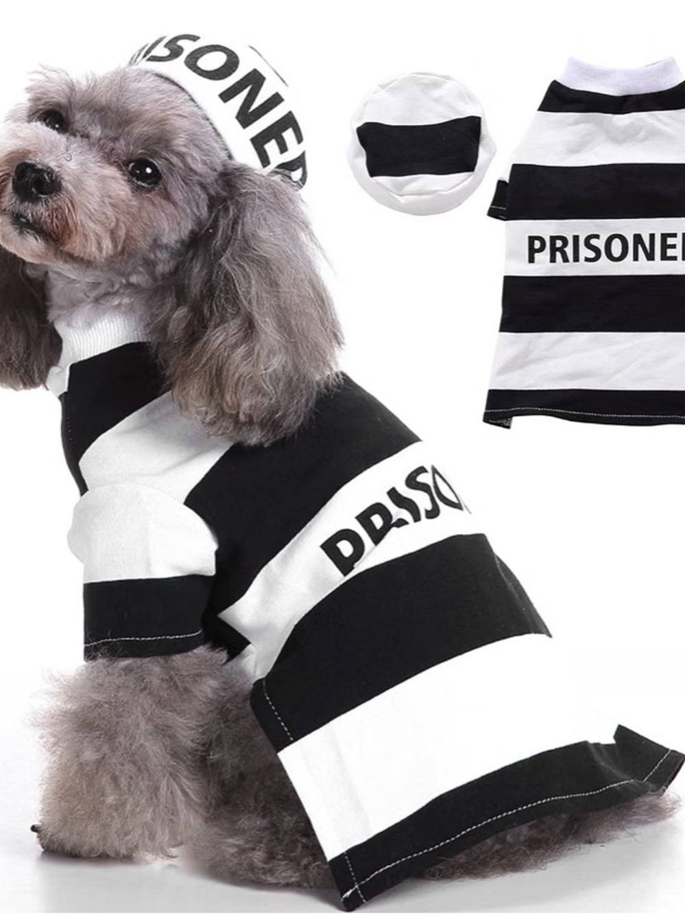 Small Dog - Black & White Striped 'Prisoner' - Dog Costume NWOT